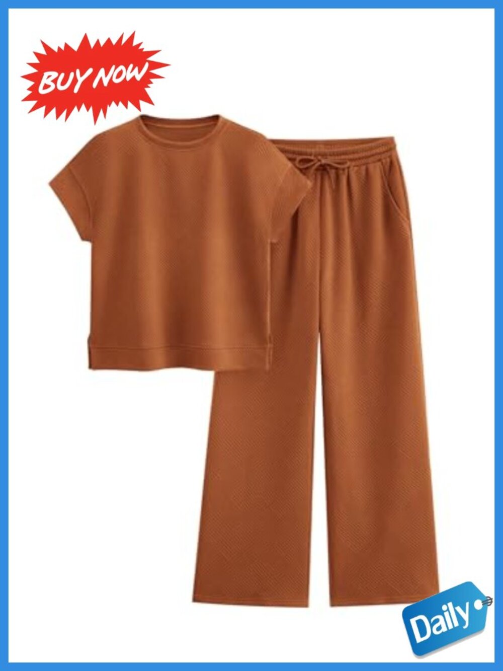 2 Piece Lounge Set for Women Short Sleeve Top & Wide Leg Pants